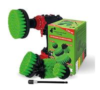 Kornely Brosse Perceuse, Semi-Rigide Kit 5 pièces, Vert, Intérieur, Marine | 13/10/8.5/5 cm + rallonge 15 cm, 10x plus efficace, anti-rayures; cuisine, fours, plaques, plans de travail; tiges hex 6/8 mm
