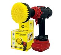 Kornely Brosse Perceuse, Semi-Souple 10cm, Jaune, Carrelage & Bain | 10x plus efficace, anti-rayures, poils double densité; joints, douches, baignoires, fibre de verre, céramique; tige hex 8 mm