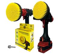 Kornely Brosse Perceuse, Semi-Souple 2-en-1 15cm, Jaune, Carrelage & Bain | 10x plus efficace, anti-rayures, série Pro pour perceuses (adaptateur 6mm), meuleuse M14 direct, douches, joints