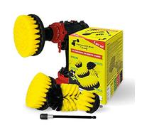 Kornely Brosse Perceuse, Semi-Souple Kit 5 pièces, Jaune, Carrelage & Bain | 13/10/8.5/5 cm + rallonge 15 cm, 10x plus efficace, anti-rayures; joints, douches, baignoires; tiges hex 6/8 mm