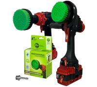 Kornely Brosse professionnelle 2 en 1 de qualité supérieure pour perceuse et meuleuse d'angle moyennement rigide 10 cm Vert | Brosse de nettoyage de cuisine anti-rayures pour fours, plaques de cuisson