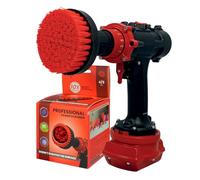 Kornely spazzola per trapano premium - rigida 10 cm rossa | spazzola antigraffio per mattoni, piastrelle esterno, doghe, attrezzi da giardino, cerchi auto, piscina e scafi barca