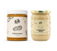KoRo - Lot de purées d’oléagineux - Purée de cacahuètes & purée d’amandes blanches - Sans additifs - Pour recettes sucrées et salées