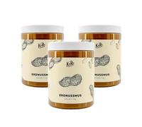 KoRo - Purée de cacahuètes - 3 x 1 kg de stock - Consistance crémeuse - Sans sucre ajouté - Fabriquée à partir de cacahuètes torréfiées 100% sans graisse.