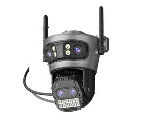 KOROBIE Caméra de sécurité, 10X Optical Zoom 16MP 4K Outdoor Wireless Security Camera Four Lens WiFi PTZ with Color Night Vision for Home Surveillanc(16MP NO SD Card)