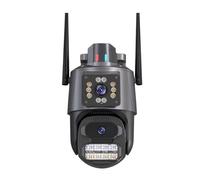 KOROBIE Caméra de sécurité, Caméra de Surveillance vidéo CCTV sécurité 6MP à Double Objectif, Wi-FI, étanche, avec éclairage et Alarme, caméra IP(ADD 64G)