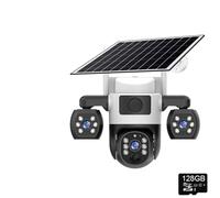 KOROBIE Caméra de sécurité, WiFi Security Cameras 3 Lens Screen 10X Zoom Solar Outdoor Camera Waterproof Night Vision CCTV Protection(WiFi Camera 128G)