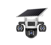 KOROBIE Caméra de sécurité, WiFi Security Cameras 3 Lens Screen 10X Zoom Solar Outdoor Camera Waterproof Night Vision CCTV Protection(3MP 5X Camera)