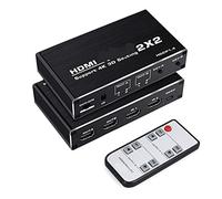KOROBIE Mélangeur vidéo Multi-caméras 4K HDMI Switcher Matrix 2x2 HDMI Matrix 2 in 2 Out HDMI Switch Splitter Converter Matrix 4K 30Hz HDCP1.4 avec télécommande IR Production vidéo Plus Rapide