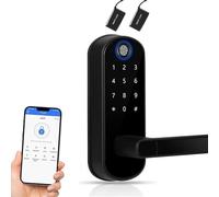 KOROBIE Serrure connectée, Serrure de porte intelligente à empreintes digitales, sans clé, électronique numérique, avec Code d'accès, bouton électrique for portes d'entrée