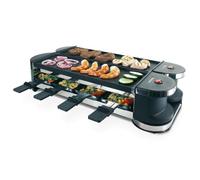 Korona 45072 Barbecue électrique de table pliable/Raclette pour 8 personnes | Raclette 2 en 1 avec 8 poêles et spatules | Avec plaques de cuisson antiadhésives | Articulation à 90° et 180° I 1200W