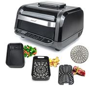 Korona 46160 Barbecue et friteuse à air chaud | 6 litres | 8 fonctions - Friteuse à air chaud, four, four à pizza, déshydrateur, fonction rôtissage, barbecue, 4 niveaux de cuisson, grille, panier de