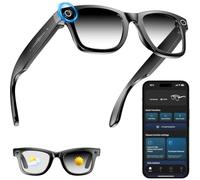 Korons Lunette Connectée 2026 Lunettes Connectées, Lunettes de Soleil | Intelligente lunette ia avec Caméra 4K 8MP, lunette connectée camera avec Bluetooth, EIS, Audio Open-Ear, Assistant vocal