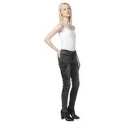 Koroshi Pantalon long slim fit avec détails brodés et fermeture avant avec fermeture éclair et bouton pour femme, couleur noir denim noir, Noir , 36