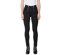Koroshi Pantalon push-up en tissu point rome noir, avec fermeture éclair sur le devant, pour femme, couleur noire, Noir , 42