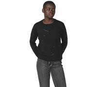 Koroshi Pull à col rond avec détails brillants en zigzag pour femme de couleur noire, de couleur noire, Noir , S