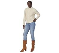 Koroshi Pull à manches longues et col rond avec jacquard de différentes tresses pour femme de couleur écru, blanc, M