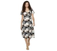 Koroshi Robe à manches courtes avec col en V et imprimé floral noir pour femme, Noir , Small