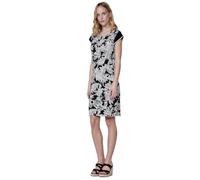Koroshi Robe courte noire avec imprimé tropical et broderie, couverture pour femme, couleur noire, Noir , Small