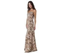 Koroshi Robe longue marron et blanche imprimée pour femme de couleur marron, marron, Medium