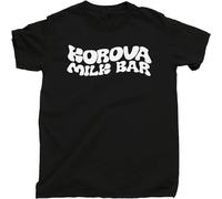 Korova Milk Bar T Shirt Kubrick Moloko Plus Droog Tee Black T-Shirts à Manches Courtes(Medium)