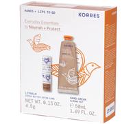 Korres Coffret Cadeau Les Essentiels au Quotidien pour Nourrir et Protéger | Baume à Lèvres + Crème les Mains Set(S) 50+4 ml