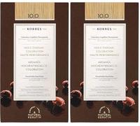 Korres Coloration Permanente aux Extraits Végétaux Couvre 100% des Cheveux Blancs sans Ammoniaque/PPD 10.0 Blond Platine (Lot de 2)