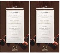 Korres Coloration Permanente aux Extraits Végétaux - Couvre 100% des Cheveux Blancs sans Ammoniaque/PPD 6.77 Blond Foncé Marron Intense, 1 Unité (Lot de 2)