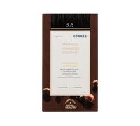 KORRES - Coloration Permanente aux Extraits Végétaux - Couvre 100% des Cheveux Blancs - Sans Ammoniaque, Sans PPD - 3.0 Châtain Foncé Naturel