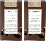 Korres Coloration Permanente aux Extraits Végétaux - Couvre 100% des Cheveux Blancs - Sans Ammoniaque, Sans PPD - 10.1 Blond Platine Cendre (Lot de 2)