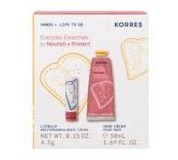 Korres Crème Mains Hydratante Peony Rose 50 ml + Korres Stick à Lèvres Teinté Raisin Méditerranéen 4,5 g - Coffret 2 produits