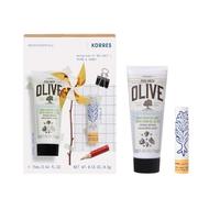 KORRES Ensemble de soins des mains et des lèvres - Coffret cadeau pour elle et lui - Ensemble pour mains sèches et lèvres cassantes, baume à lèvres, crème pour les mains au thym et au sel de mer