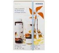 KORRES Vanilla Cinnamon Coffret cadeau de soins corporels pour homme et femme, parfum vanille crémeuse et cannelle chaude et épicée, gel douche 250 ml et lait corporel 200 ml, végétalien
