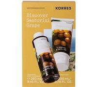 KORRES SANTORINI GRAPE Kit de soins corporels, pour femmes et hommes, composé d'un gel douche de 250 ml et de lait corporel de 200 ml, parfum fruité de raisin, végétalien