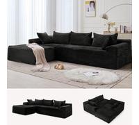 Korser Canapés sectionnels modulaires de 274,3 cm pour salon, canapé sectionnel modulaire avec chaise en forme de L, canapé nuage, canapé moelleux confortable en velours côtelé avec siège profond et