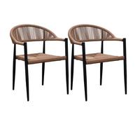 Lot de 2 Fauteuils de Table de Jardin en Aluminium Noir et Imitation Rotin - KORSI - ALTOBUY Marron G