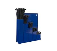 Kortpack - Boîte de rangement pour serre-câbles, bleue - avec 5 x 100 serre-câbles de différentes tailles de couleur noire. Avec 2 vis et plug