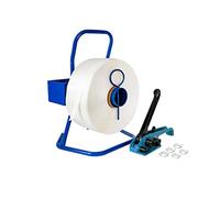 Kortpack Kit de cerclage 25 mm complet avec rouleau, tendeur, 100 agrafes et ruban polyester de 500 m