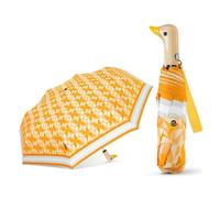 Kortran 1 Parapluie Tête De Canard Compact, Parapluie Canard Automatique Créatif avec Poignée en Bois, Pliage Ultra-léger, Femme, Coupe-Vent(Yellow Orange)