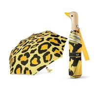 Kortran 1 Parapluie Tête De Canard Compact, Parapluie Canard Automatique Créatif avec Poignée en Bois, Pliage Ultra-léger, Femme, Coupe-Vent(Yellow Black)