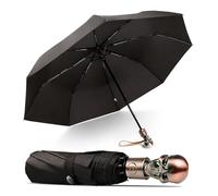 Kortran 1 Parapluie Tête de Mort, Parapluie Double Pliant Créatif et Tendance for Hommes et Femmes, Parapluie de Protection Solaire Compact, Parapluie Portable for Adultes(Black)