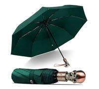 Kortran 1 Parapluie Tête de Mort, Parapluie Double Pliant Créatif et Tendance for Hommes et Femmes, Parapluie de Protection Solaire Compact, Parapluie Portable for Adultes(Green)