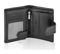 KORUMA Porte-Monnaie Homme RFID Protection Porte de Credit Feuille Etui pour Protege Carte bancaire Anti piratage sans Contact Noir Picasso Portefeuille en Cuir véritable Smart SM-904BL