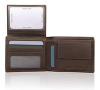 KORUMA Portefeuille Homme Smart avec Blocage RFID - Noir Cuir véritable Doux - 100% Cartes de crédit à crédit protégées - Smart (Marron)