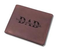 KORUMA Portefeuilles personnalisés pour homme, cadeaux personnalisés pour papas, anniversaire, portefeuille en cuir véritable pour homme avec blocage RFID, cadeau de fête des pères, marron, Taille