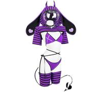 KORURACLUB Tenue de lapin - Cosplay - Lingerie sexy - Costume à rayures - Body sexy - Demon prison Bunny (bikini XS-M)