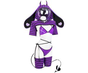 KORURACLUB Tenue de lapin - Cosplay - Lingerie sexy - Costume à rayures - Body sexy - Demon prison Bunny (bikini XS-M)