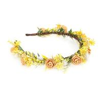 KorViSHOW Serre-tête à fleurs jaunes - Serre-tête de fée floral de la Renaissance pour femmes et filles - Pour mariage, fête d'anniversaire, cosplay, accessoire photo
