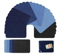KORVORIA 25 Patchs Thermocollants Jeans, 9,5cm×12,5cm, 5 Noirs et 20 Bleus | Patch Jeans Thermocollant Interieur Extérieur, Adhésif Ultra, Fixation par Repassage, Adaptés aux Vêtements, Pantalons, Sacs