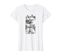 Kosa Crayon Oiseau Perroquet Couple Amour Pêches Embrasser T-Shirt Graphique avec Valeur, Femme, Blanc, S